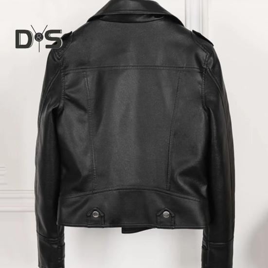 Dámská bunda Umělá kůže Hladký povrch Límec na zip Zip a nýt Dekor Dlouhé rukávy Moto kabát Cestovní svrchní oděvy