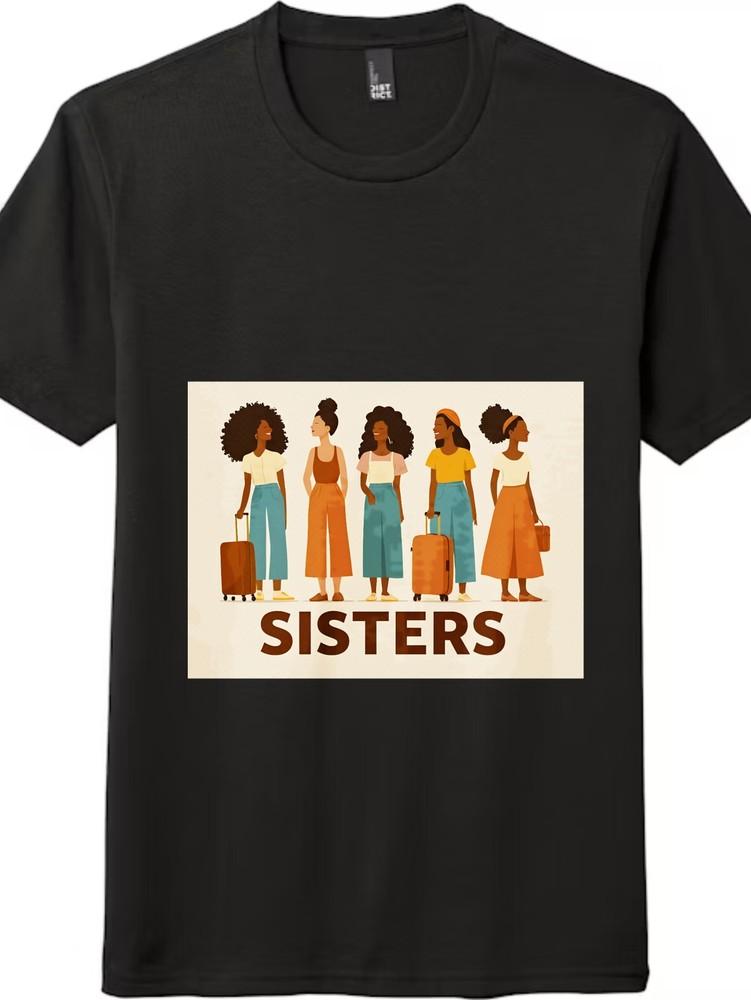 

SISTERS Girlfriends Travel Printed T-Shirt, Unisex Short - Sleeve Top M