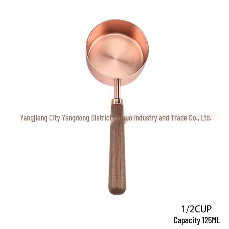 In-Stock Rose Gold & Walnut Wood Handle Measuring Spoons and Cups Set