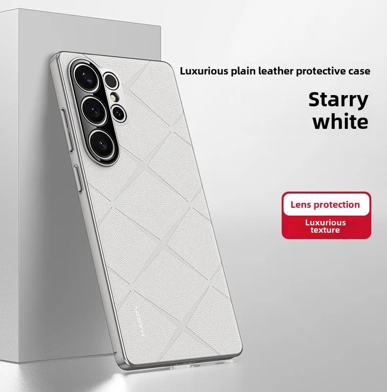 PU Kůže Galvanizovaný Nárazník Luxusní Vintage Pouzdro na Telefon Pro Samsung Galaxy S25 Ultra S24+ Plus Nárazuvzdorný Ochranný Kryt