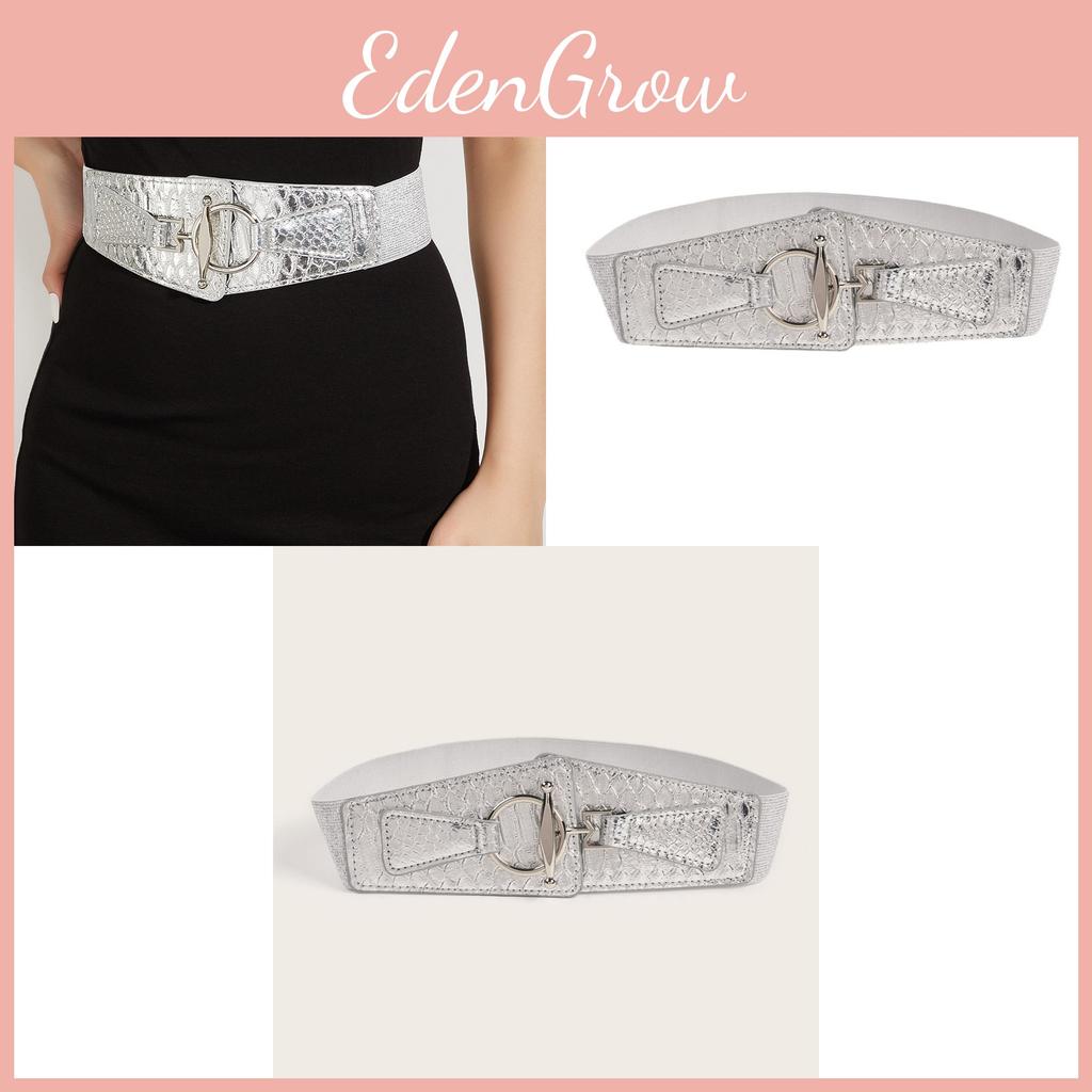Stylish Faux Leather Waist Belt For Women With Elastic Band Wide Decorative Belt For Dress