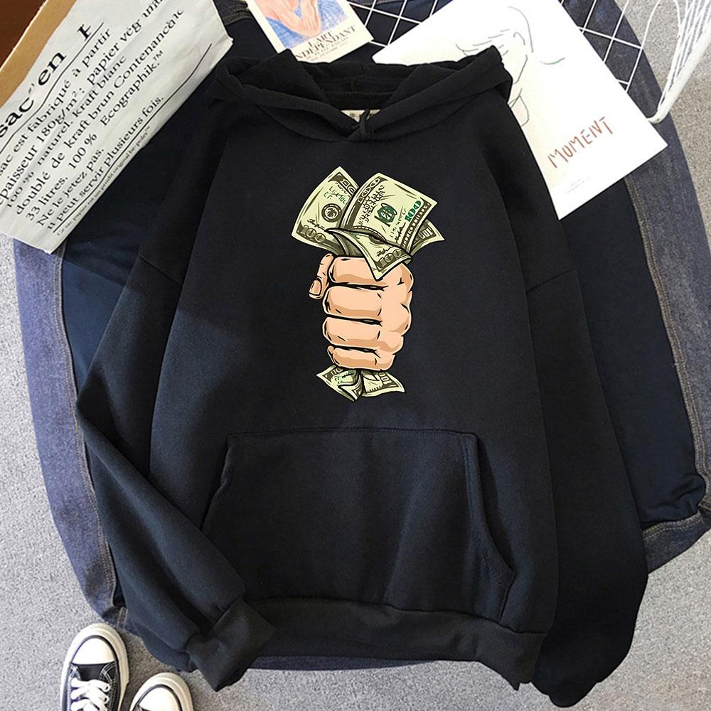 Money Roll 100 Hundred Dollar Hoodie for Men Long Sleeve Winter Clothes Womens Fleece High Street Streetwear Sudadera