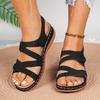 2024 Summer Women's Open Toe Platform Sandals: Thick Sole, Breathable, Velcro Strap, Hollow Design, Solid Colors