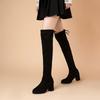 2025 Autumn and Winter New Suede High-heeled Lace-up Boots, Small People Grow Taller and Thinner, Knee Elastic Boots Wish