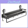 Wall Mount Bathroom Shelf With Suction Cups And Space Aluminum For Vanity Storage