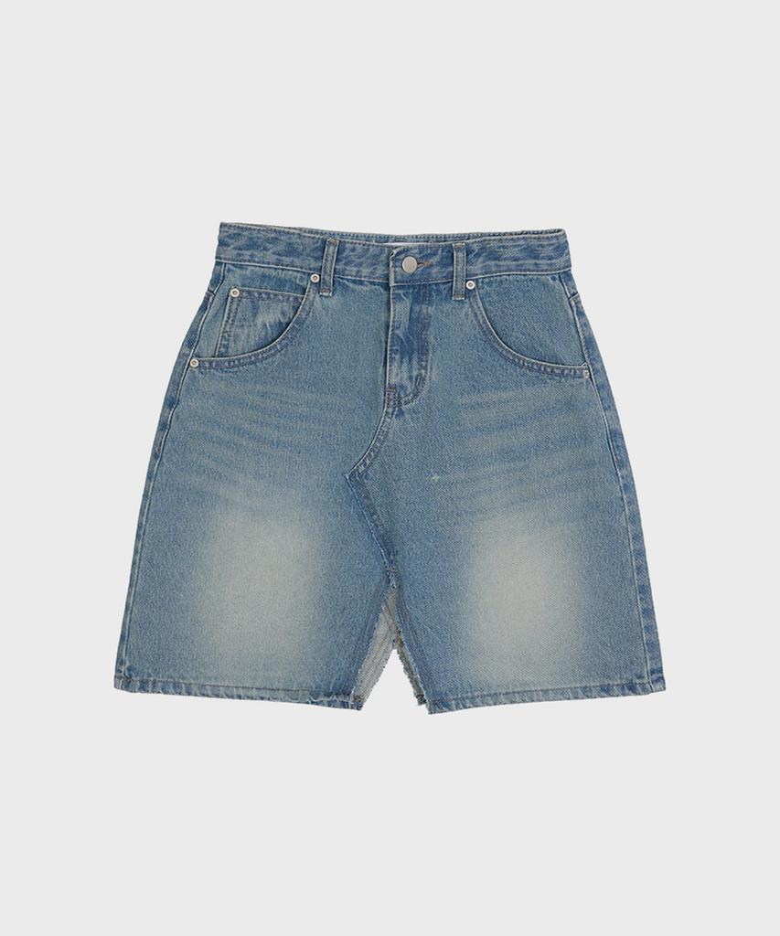 Fortena Slit Denim Mid Length Skirt-2Color