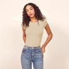 GMXIA Summer Short Sleeve Women's Sexy Tight Cotton Ribbed O-Neck Bodysuit