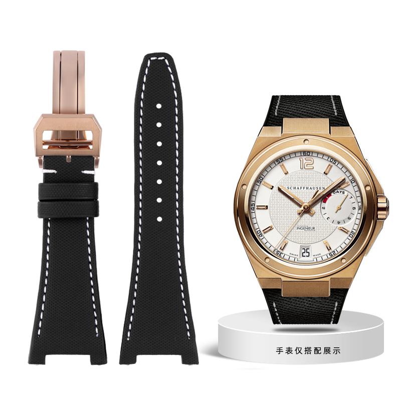 Nylonowo-skórzany pasek do zegarka IWC Engineer z wycięciem Pasek IW500501 IW378507 IW322703 Seria Czarny Sportowy płócienny pasek do zegarka