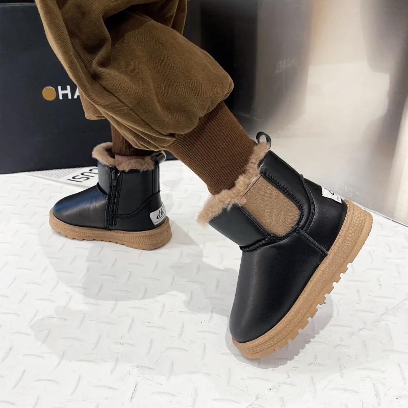 Kids Snow Boots Cotton Shoes Girls Winter Plush New Student Thickened Warm Child Fashion Boys Thermal Boots Soft Drop Shipping