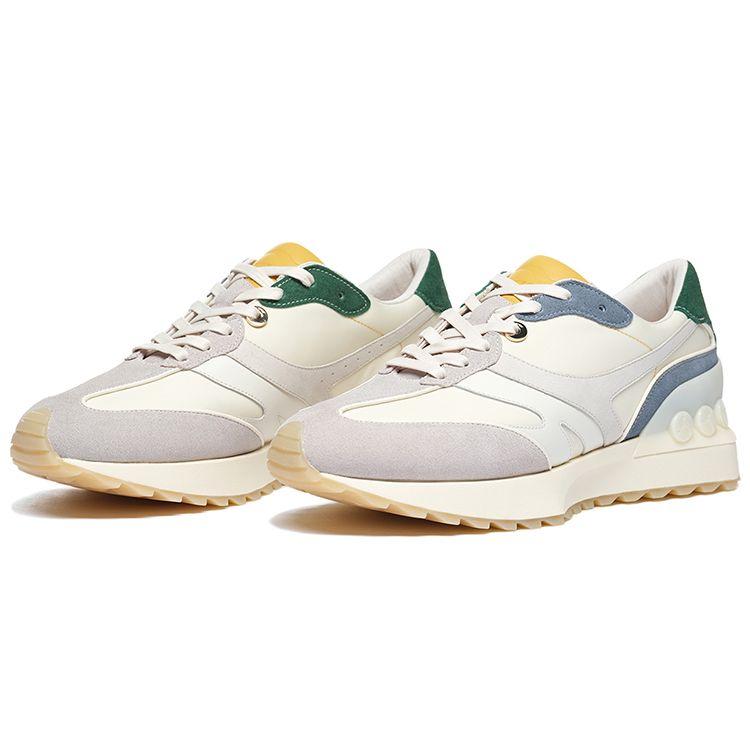 Li-Ning 1990 Zhenrong Fabric Leather Shock Absorbing Non-Slip Wear-Resistant Lightweight Low-Top Casual Shoes Men Casual Shoes White Gray ALJS057-2