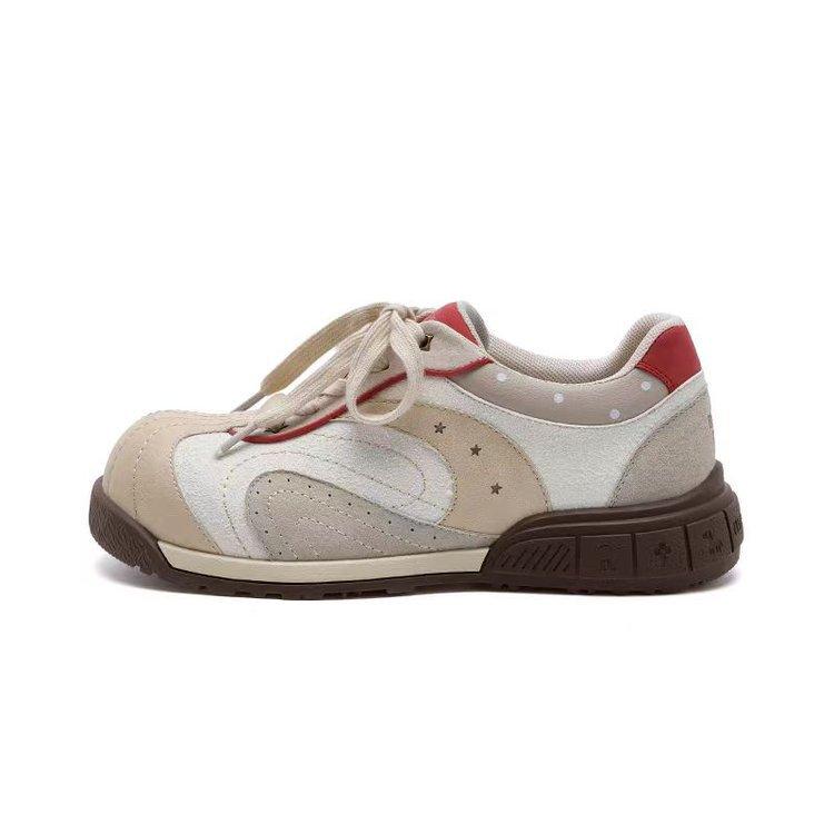 2025 new versatile flat-soled sports shoes women's autumn niche design sense big head thick sole retro college style casual shoes