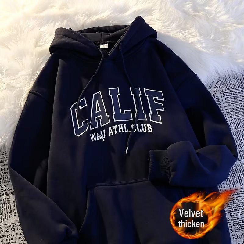 Sudadera con capucha para niño forrada de terciopelo: Acogedor, Moderno y de Corte Holgado para Otoño e Invierno