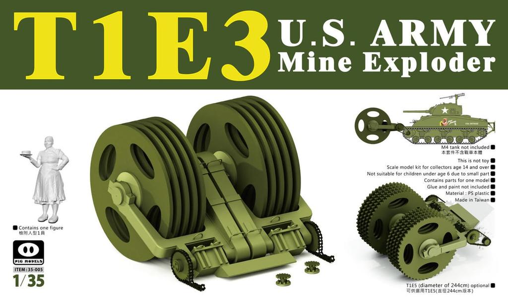 Pig Model T1E3 Mine Removal Equipment Plastic Model 1/35 PIG35-005