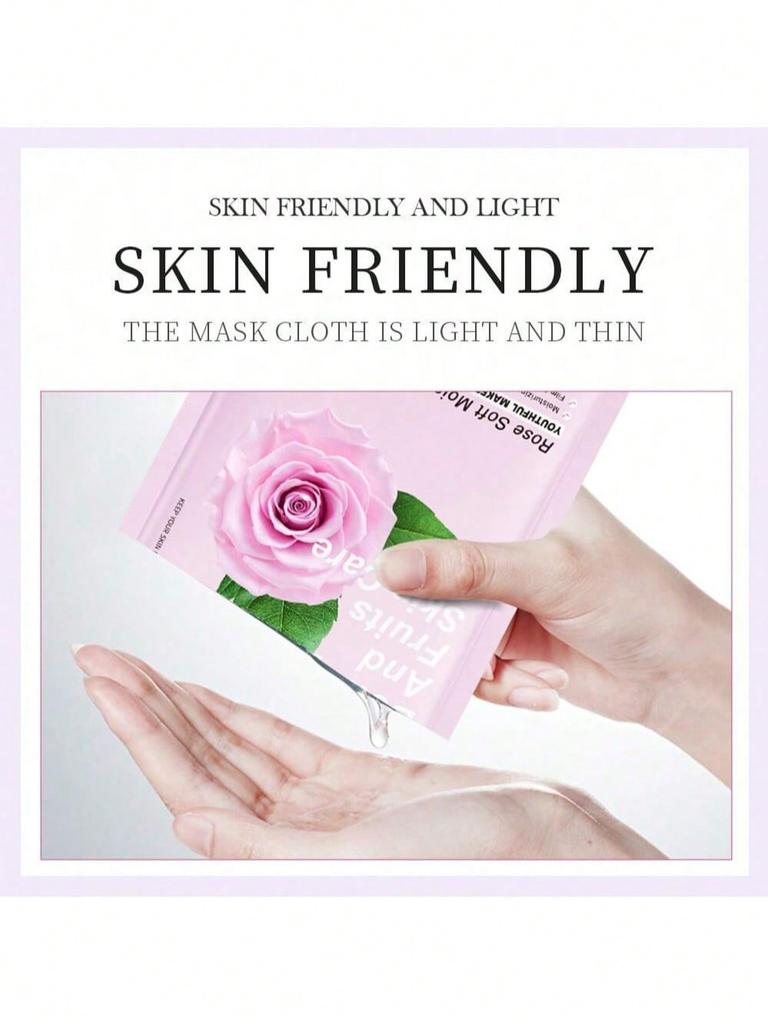 1/3/5/10PCS Plant Rose Mask, Hydrating And Moisturizing, Post-Sun Repair, Soothing And Repairing, Ma