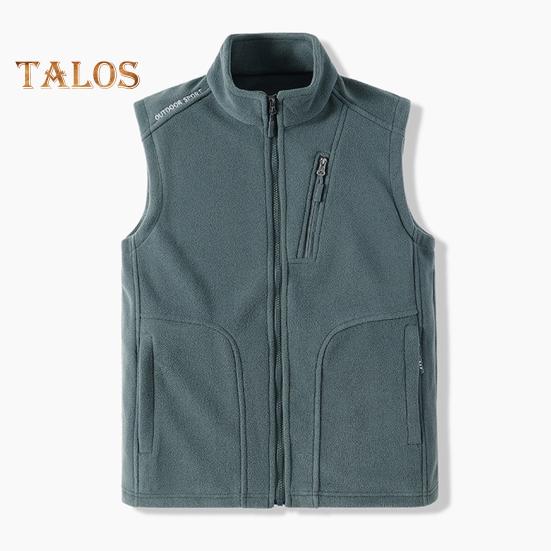 Men Polar Fleece Waistcoat Regular Fit Sleeveless Stand-Up Collar Vest Coat with Zipper Pockets Thermal Insulation Vest Jacket