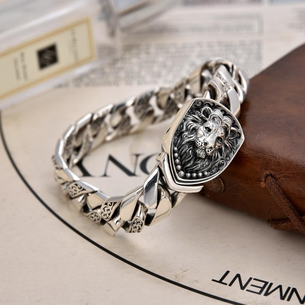 New Domineering Lion Bracelet, Personalized Men's Bracelet, Punk Rock Fashion Cuban Chain Bracelet