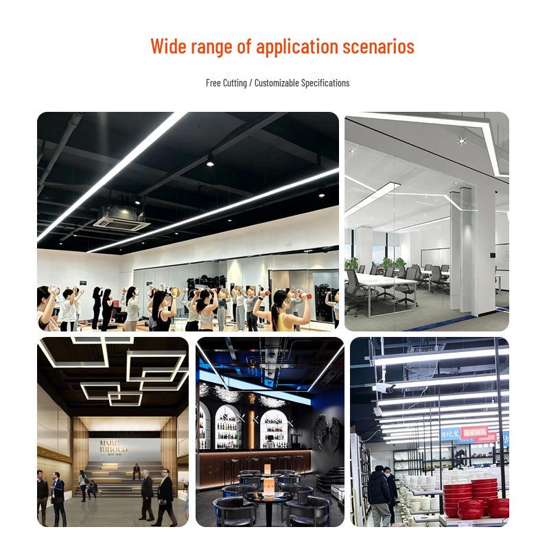 Three-Sided Waterproof Linear Light: Luminous Surface-Mounted/Suspended Thickened Aluminum Groove for Commercial Use