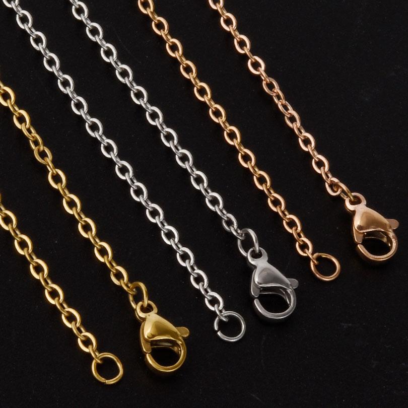 50/60cm Wholesale Stainless Steel Rolo Link Chain Necklaces For Women Men Accessories 10/20/30pcs/Lot Metal Necklace DIY Jewelry