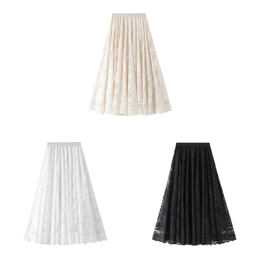 Water Soluble Lace Skirt For Women With Elastic Waist For Autumn Winter Fashion