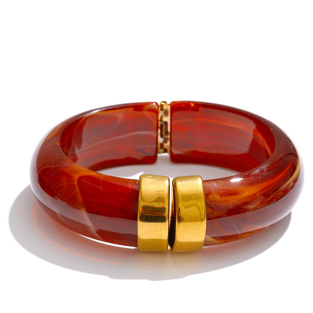 Yhpup 66mm Groen Roze Bruin Paars Acryl Dikke Armband Manchet voor Vrouwen Roestvrij Staal Nieuwkomers 2025 Polssieraad Cadeau