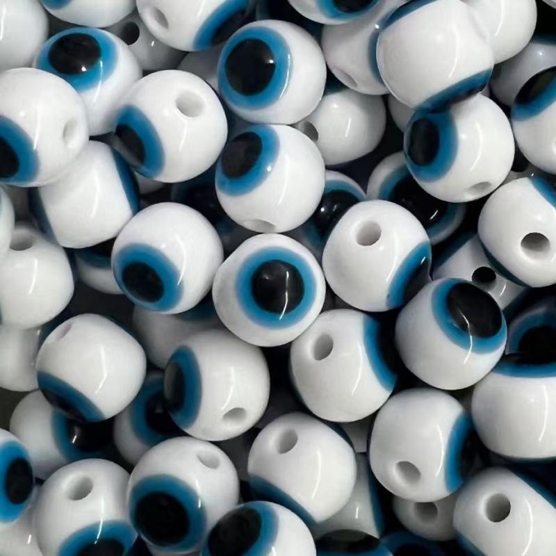 Resin Blue Evil Eye Beads - Striped Lure Fish Eye Stopper Beads for DIY Projects.