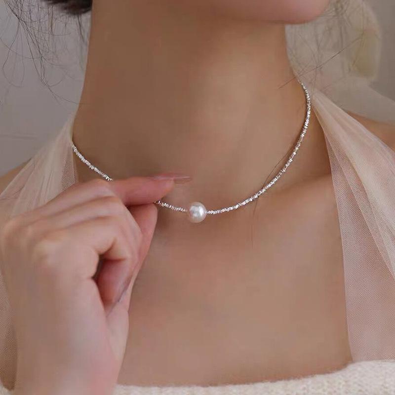 Collier ras du cou haut de gamme Galaxy argent perle pour femmes: Design unique Printemps/Été