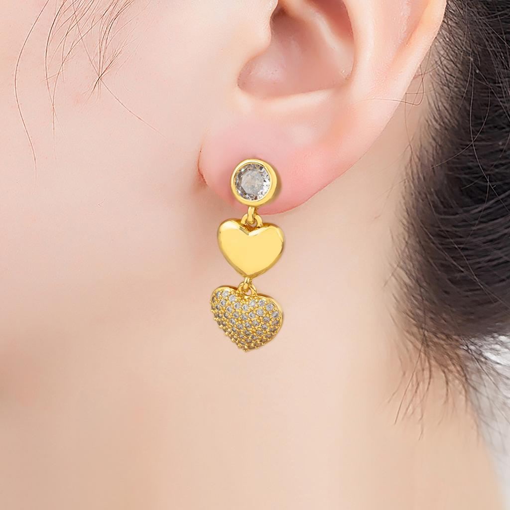 Nidin New Arrival Heart/Star Shape Cubic Zirconia Drop Earrings For Women Female OL Style Fashion Ear Jewelry Accessories Gifts