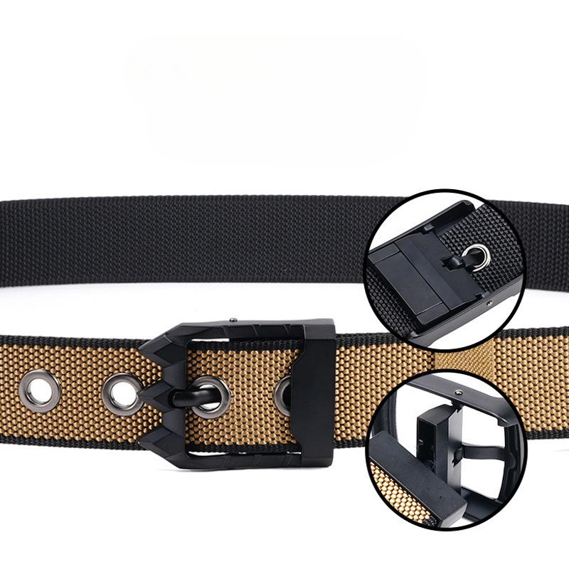 New Men's Nylon Canvas Belt Rotating Alloy Pin Buckle Belt Outdoor Casual Versatile Wear Resistant Tactical Belt