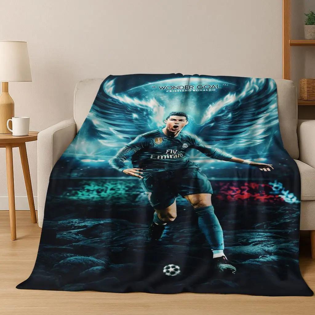 3D Goat Football Star R-Ronaldo Cartoon Art Flannel Blanket,Cozy Soft Throw Blanket for Home Bedroom Bed Sofa Picnic Cover Kid