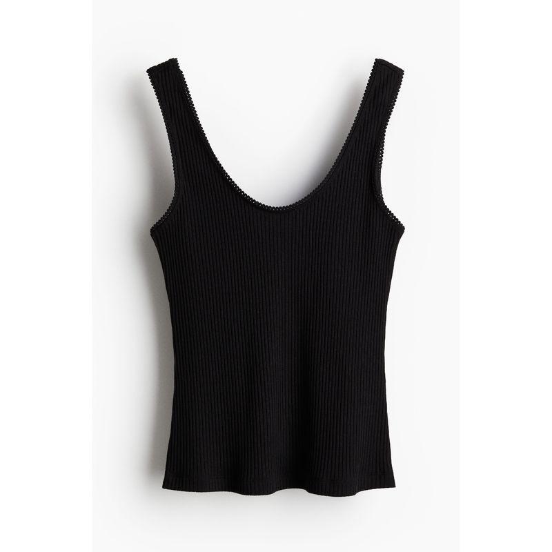 

HM Women s Vest Camisole Fall Fashion Casual and Comfortable Silm Rib Vest 1235779 Black 155/80