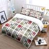 Vintage Red Green Floral Patchwork Quilt Bedding Set Country Plaid Dot Stitch Grid Print 1 Duvet Cover And 2 Pillowcase Gift