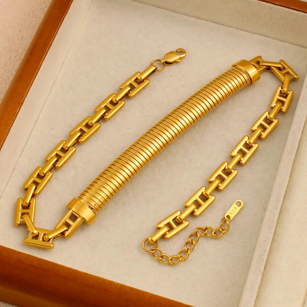 Customizable PVD 18K Gold Plated Stainless Steel Certified Trendy Chunky Strand Choker Necklace Women's Party Occasion Emotion