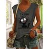 Cartoon cat print spring/summer V-neck vest