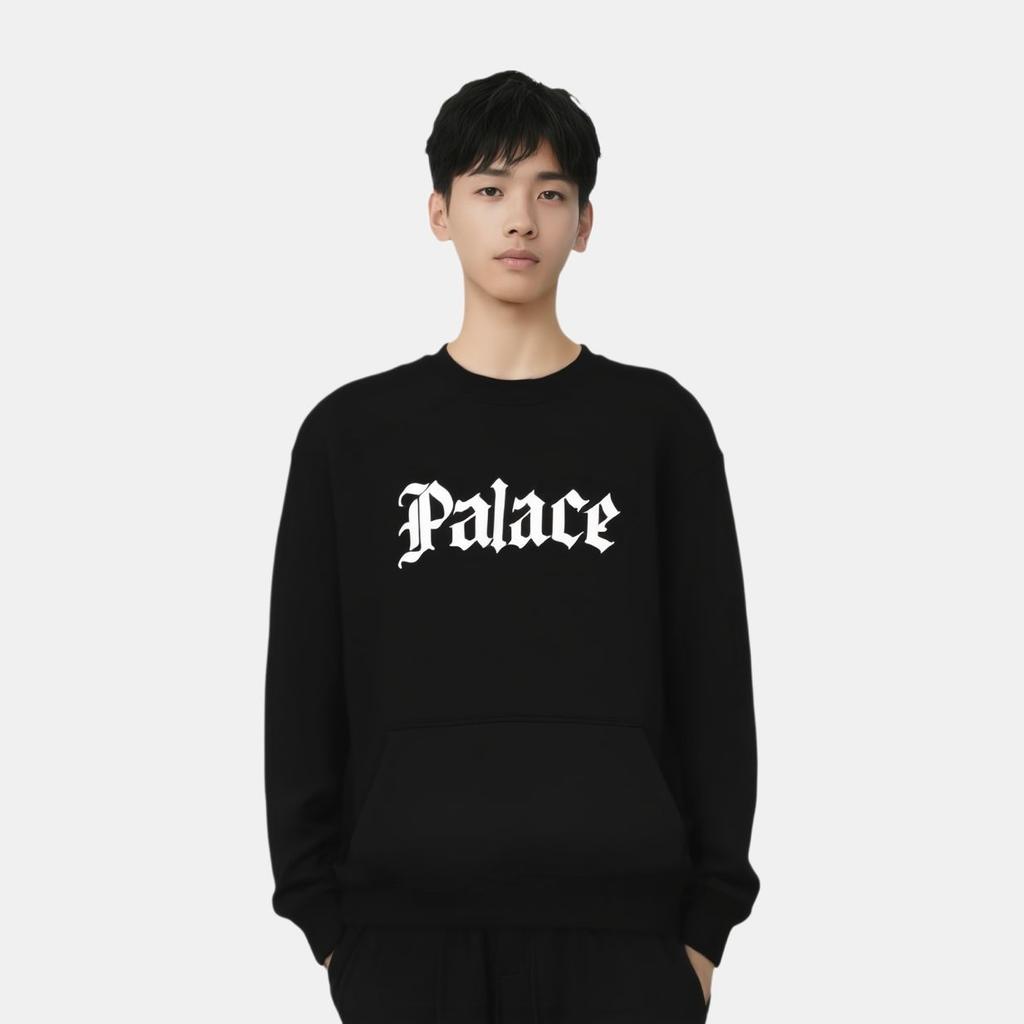 PALACE FW22 Ye Olde Crew Grey Black Logo Unisex P23CW058