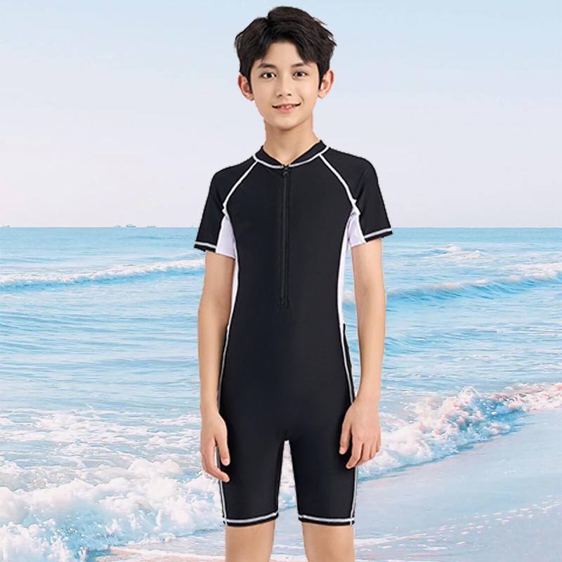 

Мужской быстросохнущий слитный тренировочный купальник с защитой от солнца для школьников-подростков 14 (50-60 lbs)