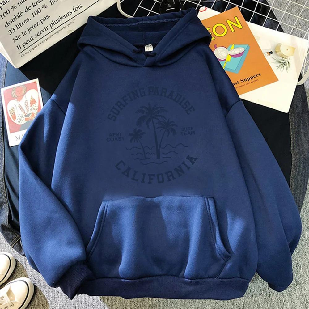 Surfing Paradise West Coast California Sweatshirt Female Hip Hop Hoodie Cartoons Loose Sportswears Autumn Fleece Women Unisex Hoody