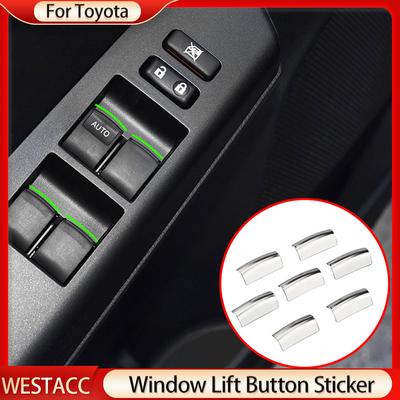 7Pcs/set Car Door Window Switch Lift Button Cover Trim Sticker Fit for Toyota RAV4 Corolla AYGO Verso AVENSIS YARIS VITZ