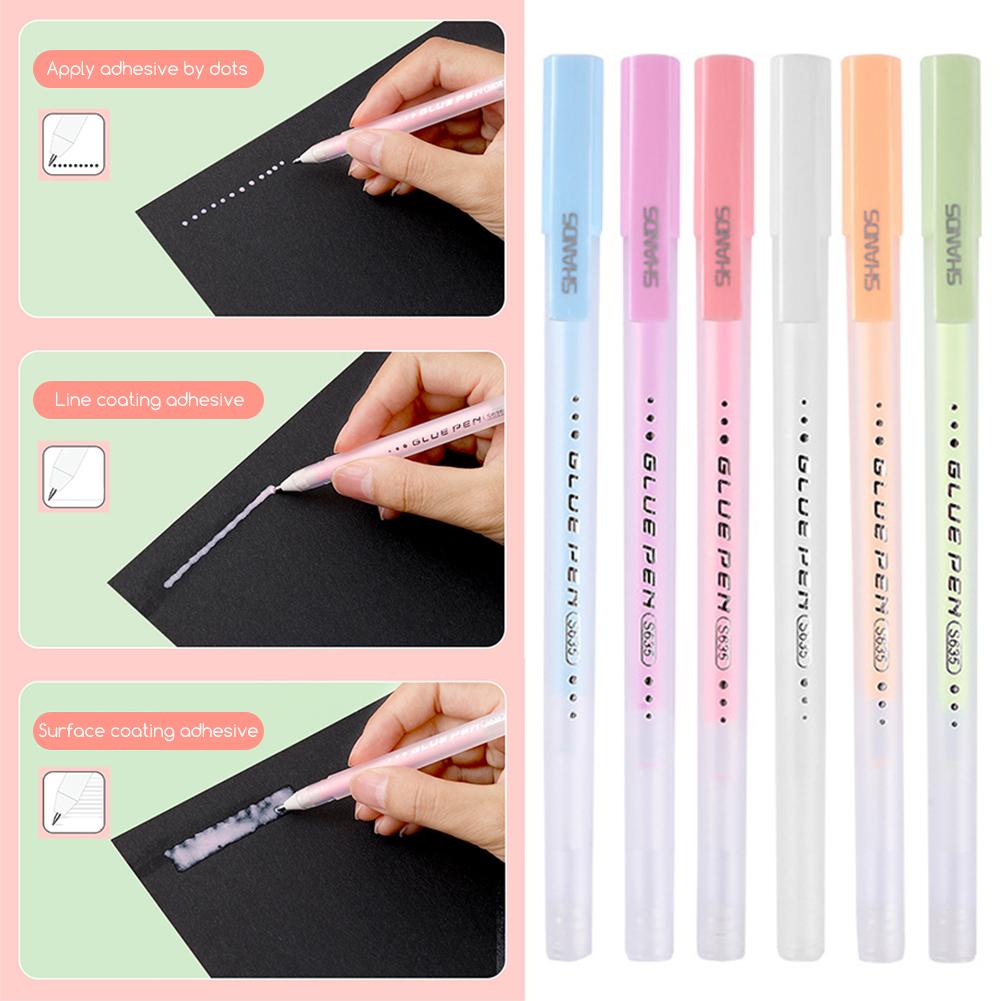 6pcs Candy Color Glue Pen,Handbook Dispensing Pen,Quick-Drying Dot Gule Stick DIY High Viscosity Glue School Office Supplies
