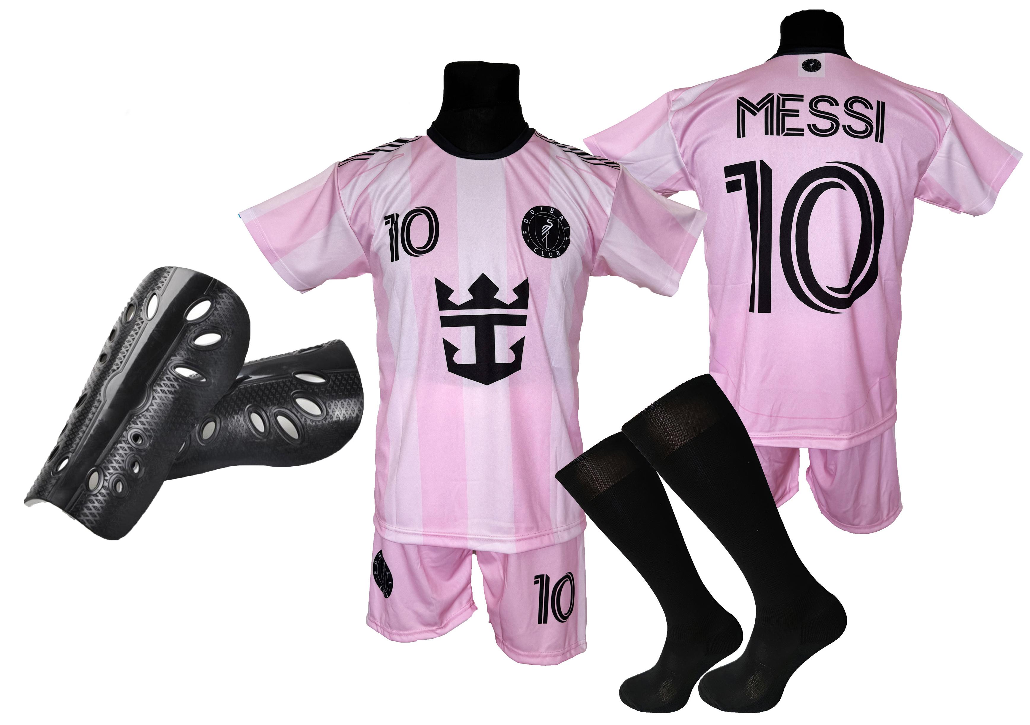 Kit da Calcio MESSI T-shirt, pantaloncini, calzini + parastinchi 152