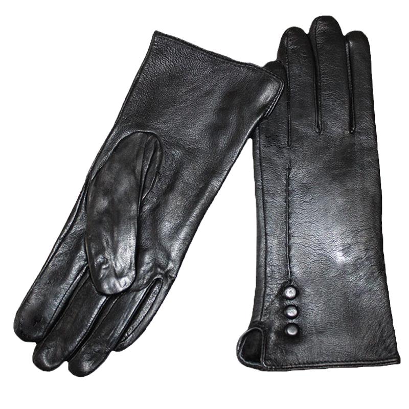 

Кожаные перчатки женские стиль с металлической пуговицей бархатная подкладка теплые осенне-зимние бесплатная доставка перчатки из овчины 8 1/2