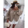 Solid Color O-neck Lace-up Knitted Cardigan Women Autumn Winter Streetwear Casual Simplicity Sweater Coats