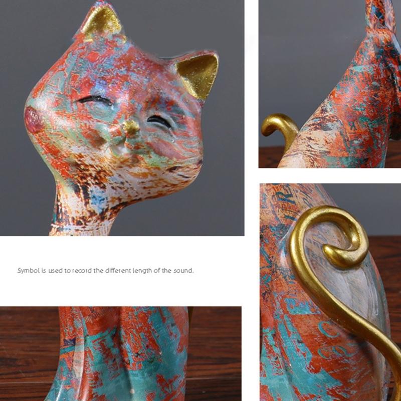 Figurky kočičího páru z pryskyřice Evropská malba Zvířecí sošky Domácí obývací pokoj Sběratelský ozdobný dekor předměty