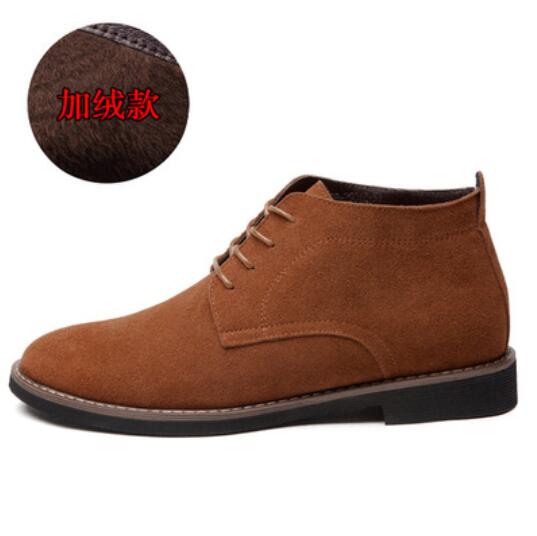 Fashion High Top Casual Shoes genuine leather men boots all season work shoes male lace up for man ankle boots with fur black size 38-45