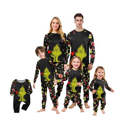 Familienpassende Drucksets Pyjamas Loungewear Outfits Familienpassendes Langarm-Oberteil+Hose Set