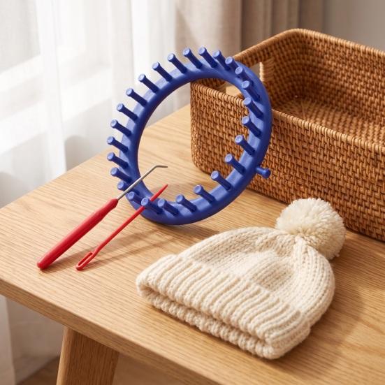 Sweater Knitting Loom Set with Crochet Hook, Needle, Plastic Round Rectangular Yarn Weaving Hand Tools Kit, Beginner for DIY Hat Scarf Shawl Sweaters
