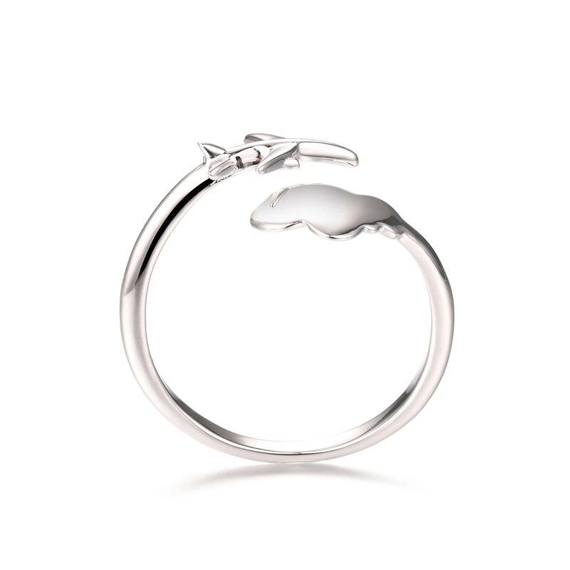 

Кольцо из стерлингового серебра 925 пробы, регулируемое кольцо с изображением самолета и облака, свободный открытый размер, простые дорожные кольца для женщин и девочек, изящные ювелирные изделия Resizable