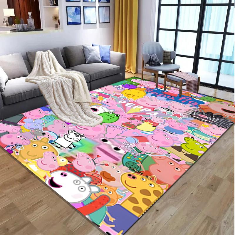 Peppa Pig Pattern Rug, Indoor/Outdoor Mat, for Picnic, Gameroom, Bedroom, Office, Living Room, Home Decor Carpet, Birthday Gift