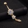 Exquisite Stylish Floral Style Piercing Navel Nail Sexy Body Jewelry Pendant Crystal Belly Button Rings