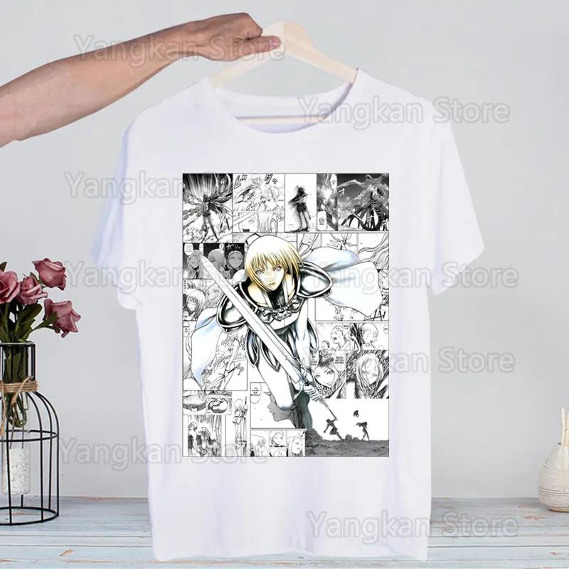 Claymore Anime Clare Miria Manga Fashion T-Shirt For Men Casual Tops Short Sleeve Waifu Men's Tshirt Cute Printing Shirt