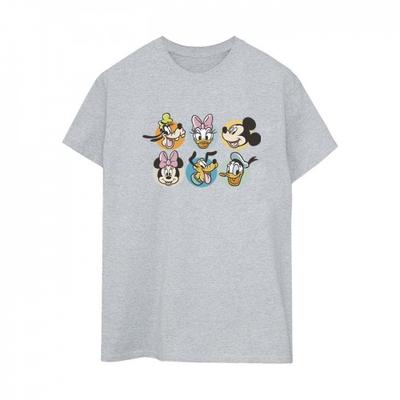 Womens/Ladies Mickey Mouse And Friends Faces Cotton Boyfriend T-Shirt